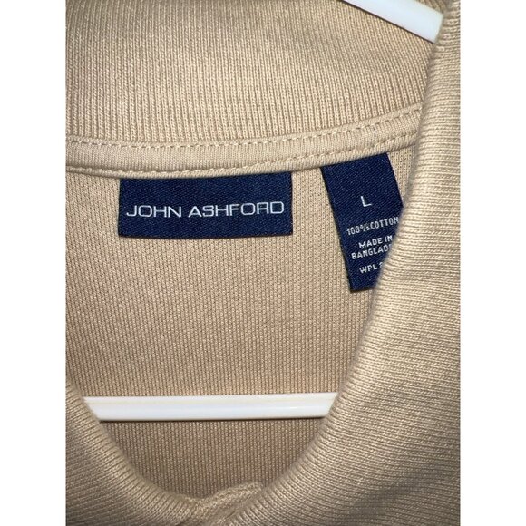 John Ashford Men's Beige Polo Shirt With Pocket Size L 100% Cotton - Picture 2 of 2